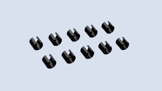 Replacement plastic retainer clips for the McChine Back Bolt Fixture Plate system (10-pack).