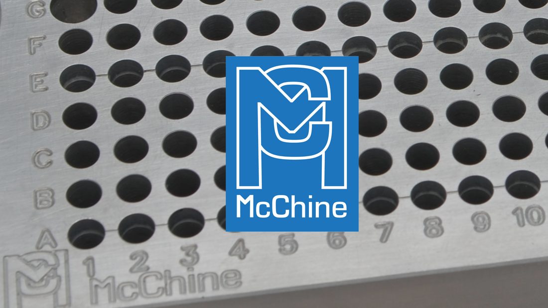 The McChine logo on a background showing a close-up of the Back Bolt Fixture Plate.
